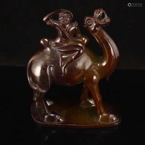 Vintage Chinese Hetian Jade Figure & Camel Statue