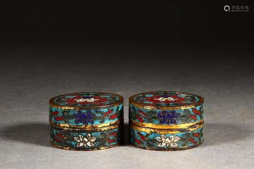 Qing Dynasty - Gilt Bronze Cloisonne Floral Lidded Box