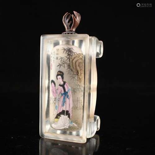 Peking Glass Inside Painting Figure Design Snuff Bottle