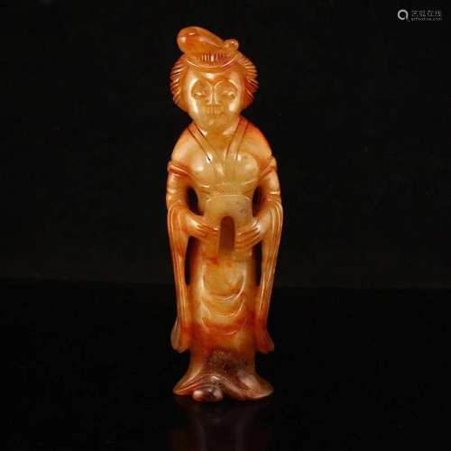 Vintage Chinese Hetian Jade Woman Statue