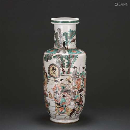 A CHINESE FAMILLE ROSE PORCELAIN FIGURES STORY VASE