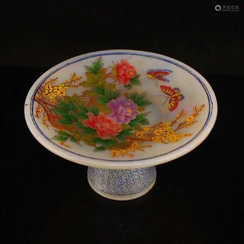 Chinese Famille Rose Peking Glass Plate