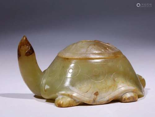 Qing Dynasty - Hetian Jade Turtle Incense Burner