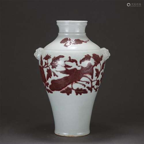 A CHINESE RED UNDER GLAZE PORCELAIN VASE