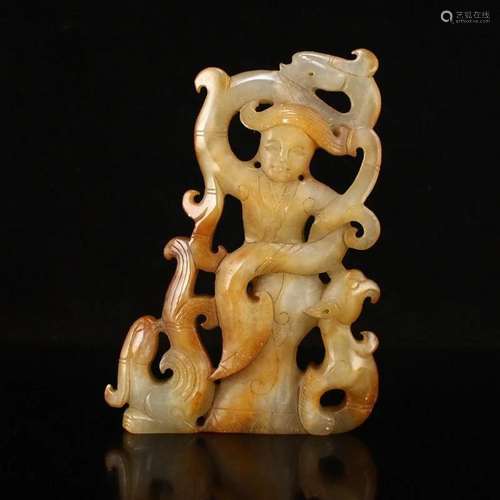 Vintage Chinese Hetian Jade Figure Statue