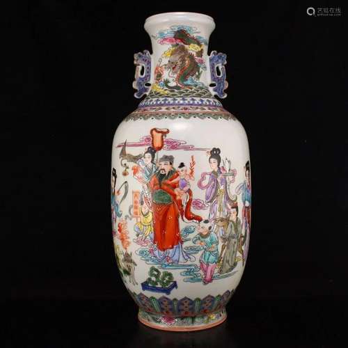 Famille Rose Figures Design Porcelain Big Vase