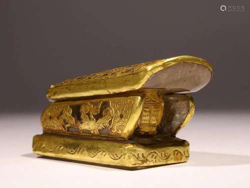 Crystal Gold Wrapped Phoenix Cloud Crane Coffin Shaped