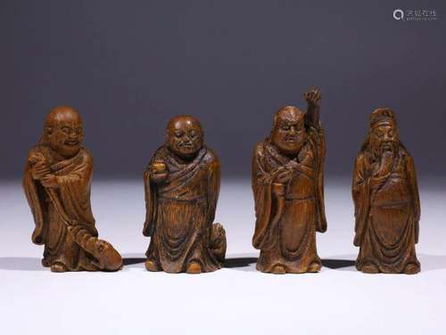 Qing Dynasty - Bamboo 'Scholar' Arhat Ornament Set