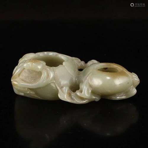 Vintage Chinese Hetian Jade Conjoined Brush Washer