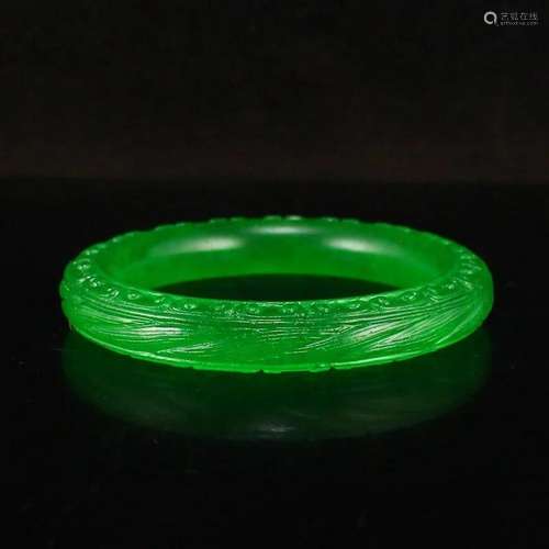 Inside Diameter 58 MM Vintage Green Jade Bracelet