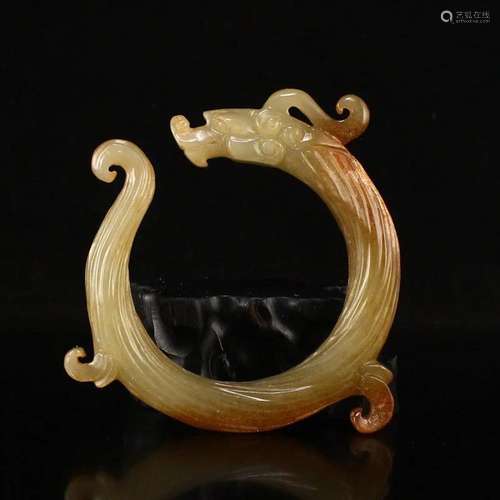 Vintage Chinese Hetian Jade Chi Dragon Pendant