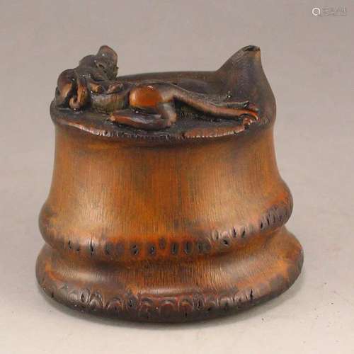 Vintage Chinese Bamboo Chi Dragon Ink Pot