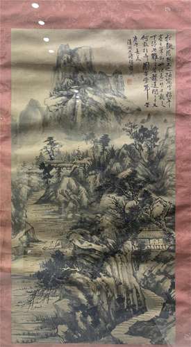 A CHINESE PAINTING OF MOUNTAINS LANDSCAPE