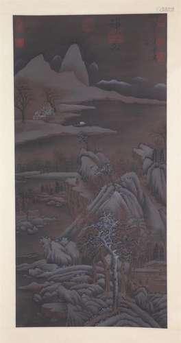 A CHINESE PAINTING OF MOUNTAINS LANDSCAPE