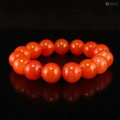 Chinese Natural Nanhong Agate Beads Bracelet