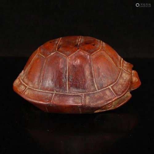 Vintage Chinese Bamboo Long Life Turtle Statue