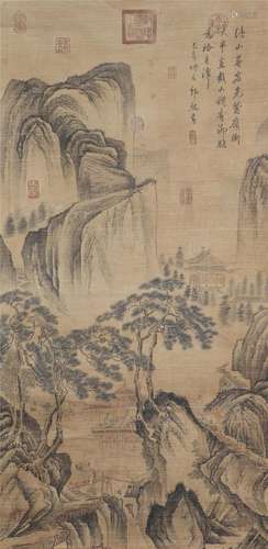 A CHINESE PAINTING OF MOUNTAINS LANDSCAPE