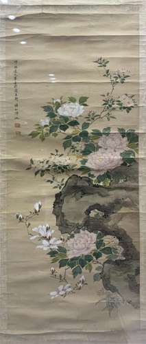 A CHINESE PAINTING OF FLOWERS