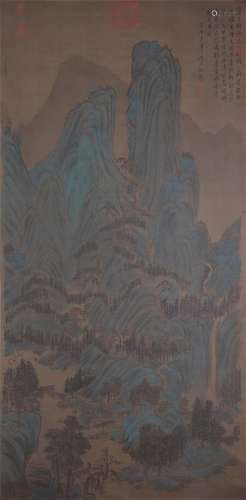 A CHINESE PAINTING OF MOUNTAINS LANDSCAPE