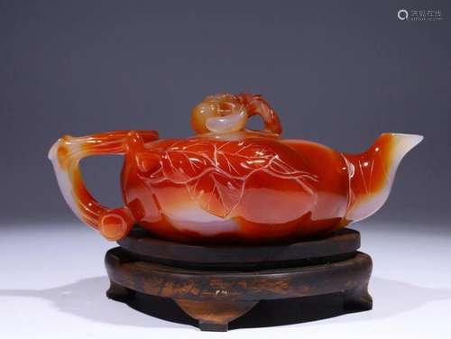 Agate Pumpkin Shaped Teapot