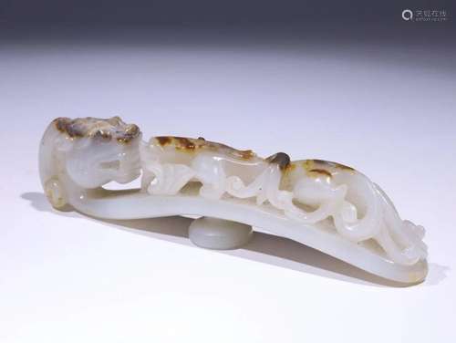 Qing Dynasty - White Jade with Russet Skin Dragon Belt