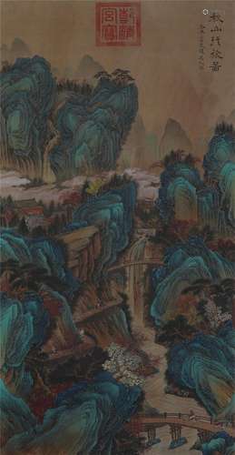 A CHINESE PAINTING OF MOUNTAINS LANDSCAPE