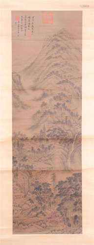 A CHINESE PAINTING OF MOUNTAINS LANDSCAPE