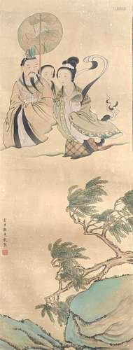 A CHINESE PAINTING OF FIGURE STORY