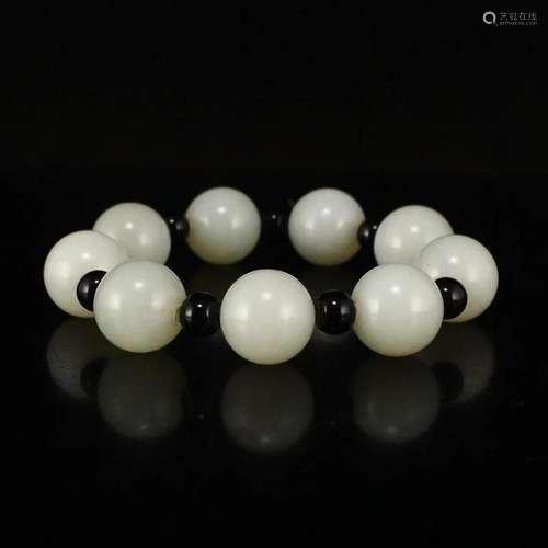 18 MM Chinese Hetian Jade Beads Bracelet