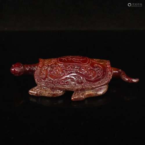 Vintage Chinese Hetian Jade Long Life Turtle Statue