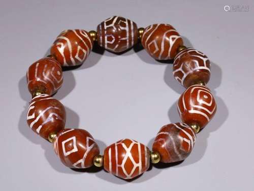 Agate Dzi Bead Bracelet