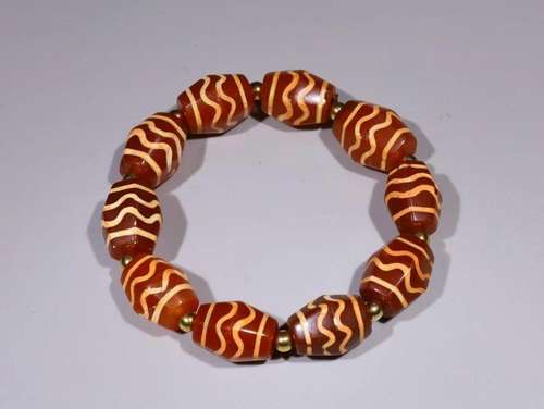 Agate Dzi Bead Bracelet