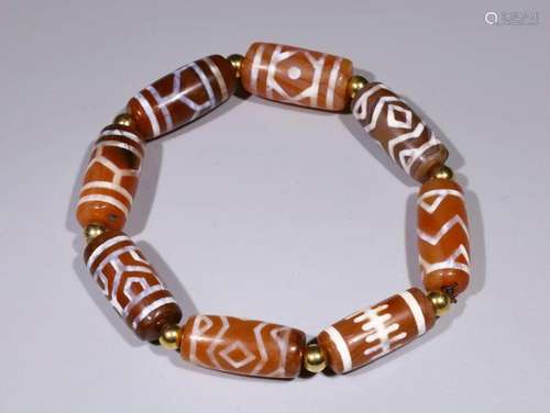 Agate Dzi Bead Bracelet