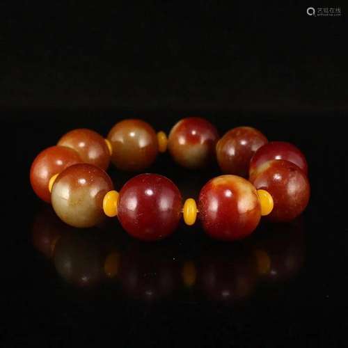 20 MM Vintage Chinese Hetian Jade Beads Bracelet