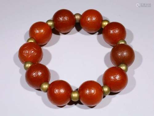 Red Agate Bead Bracelet