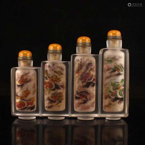 Peking Glass Inside Painting Conjoined Snuff Bottle