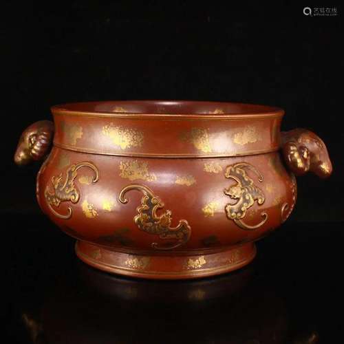 Gilt Gold Tea Dust Glaze Porcelain Incense Burner