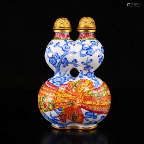 Gilt Gold Red Copper Enamel Conjoined Snuff Bottle