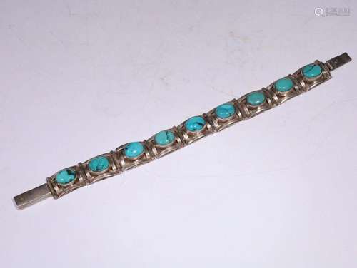 Sterling Silver Turquoise Embedded Bracelet