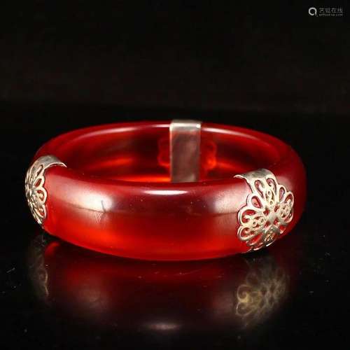 Inside Diameter 55 MM Vintage Red Zircon Bracelet