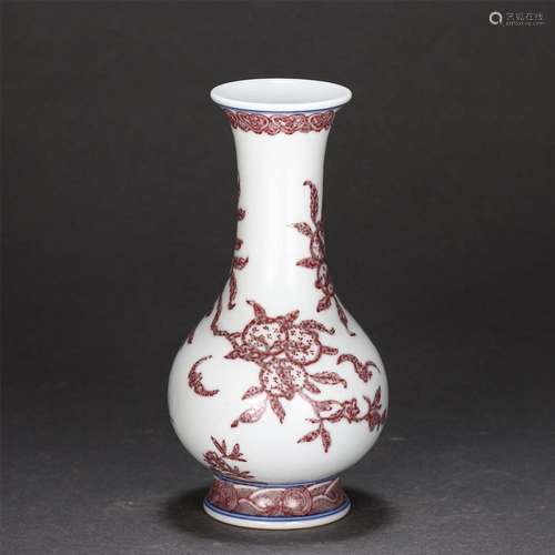 A CHINESE RED UNDER GLAZE PORCELAIN VASE