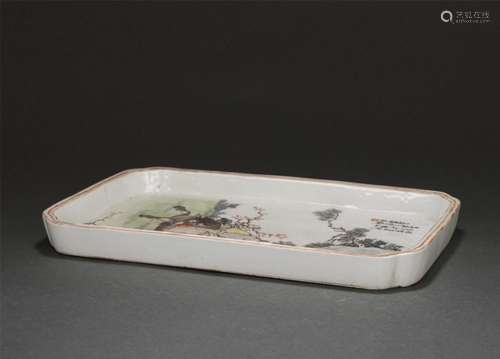 A CHINESE QIANJIANG COLOR GLAZE PORCELAIN FIGURES STORY DISH