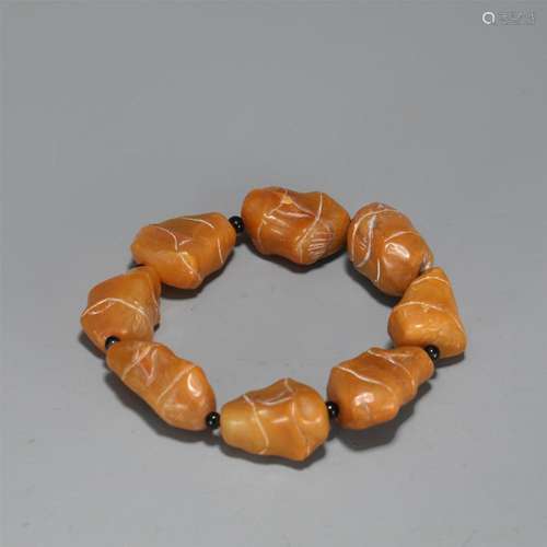 A CHINESE SOAP STONE BRACELET