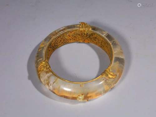 Crystal Gold Wrapped Filigree Bangle