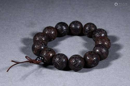 Qing Dynasty - Agarwood Dragons Bead Bracelet