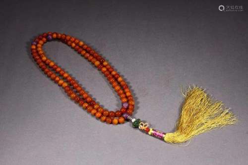 Qing Dynasty - Amber 108 Beads Buddhist Bracelet