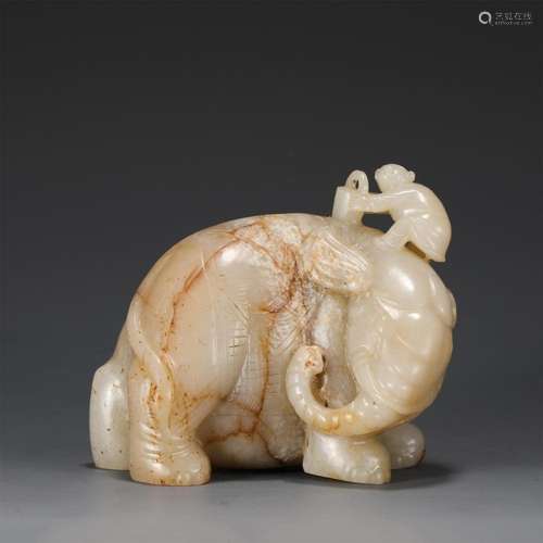 A CHINESE JADE ELEPHANT