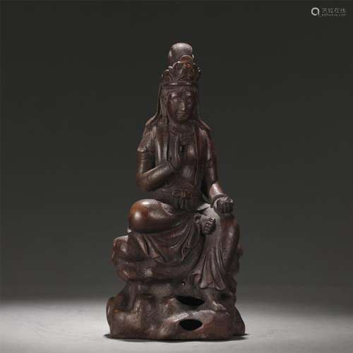 A CHINESE BAMBOOCARVING FIGURE OR BUDDHA STATUE