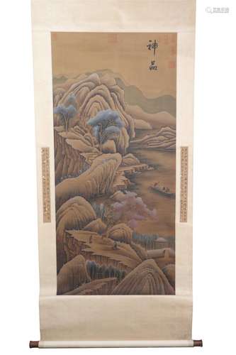 A CHINESE PAINTING OF MOUNTAINS LANDSCAPE