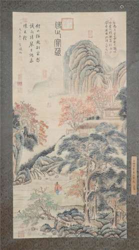 A CHINESE PAINTING OF MOUNTAINS LANDSCAPE